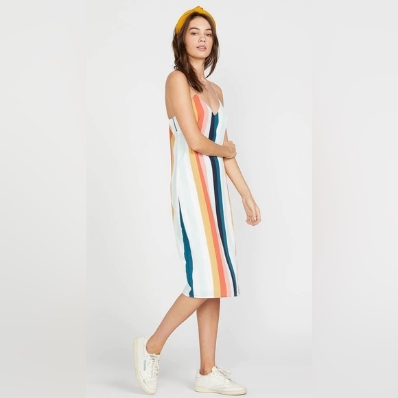 Volcom Flavor Up Striped Cami Slip Dress | Size M | Rainbow Boho - Picture 8 of 14